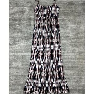 a.n.a Dress Womens Small Multicolor Ikat Geometric Boho Sleeveless Maxi Dress